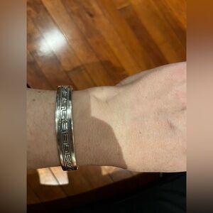 93.5 Silver Greek key design cuff bracelet